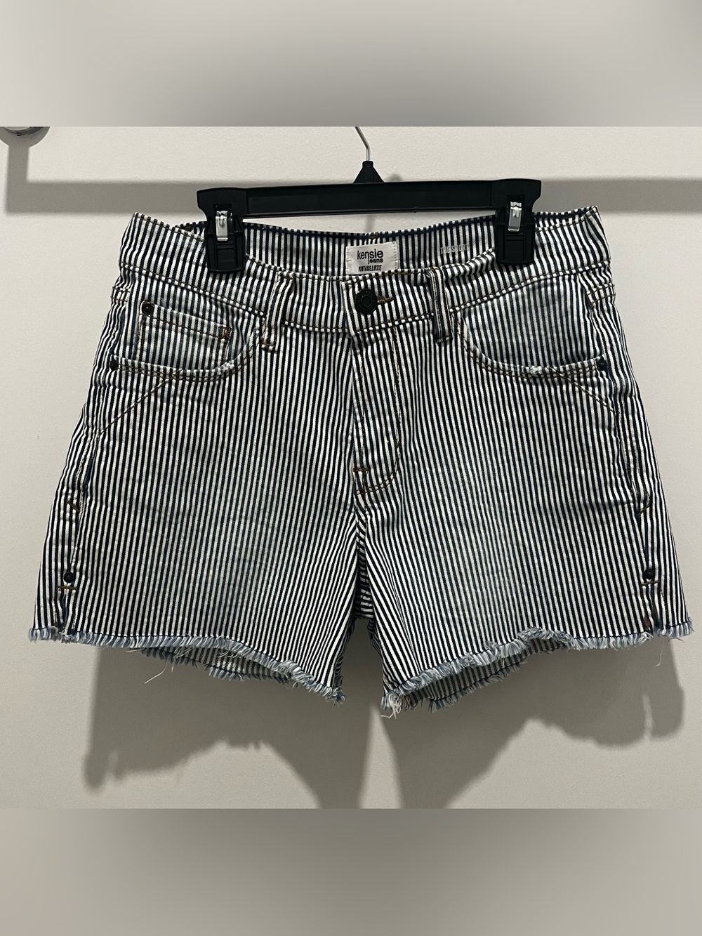 Kensie Navy & White Striped Denim Shorts
